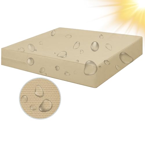 SYLC 100% Wasserdicht Draußen Bezüge Für Gartenpolster Rattan Sitzkissenbezug Mit Reißverschluss Terrasse Auflagen überwürfe Maßgeschneidert (50×50×10 cm,Khaki) von SYLC