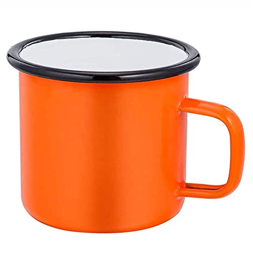 SYLC Emaille Tasse, Kaffeetasse Becher Mug Coffee Trinkbecher, Emaille-Becher 350 Ml Wiederverwendbar & Tragbar, Ideal Für Zuhause/Büro/Reisen/Camping (1er-Set,Orange) von SYLC