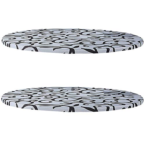 SYLC Runde Tischdecken für runde Tische, Wachstuch, rund, rutschfest, waschbar, Tischschutz, rund, abwischbar, hitzebeständig (weiß & weiß, 60 cm) von SYLC