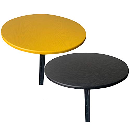SYLC Runde Tischdecken für runde Tische, runde Tischdecke, wasserdicht, rutschfest, waschbar, Tischschutz, rund, hitzebeständig, Tischdecke rund, abwischbar (gelb und schwarz, 60 cm) von SYLC