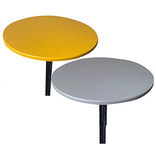 SYLC Runde Tischdecken für runde Tische, runde Tischdecke, wasserdicht, rutschfest, waschbar, Tischschutz rund hitzebeständig, Tischabdeckung rund abwischbar (gelb & grau, 70 cm) von SYLC