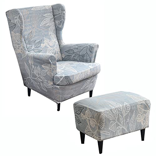 2 Teilig Ohrensessel Überzug Mit Ottomane Schonbezug Stretch Sessel Überwürfe Ohrensesselbezüge Bezug Sesselhusse Tiger Stuhlbezug (Autumn,Wing Chair & Ottoman) von SYLC