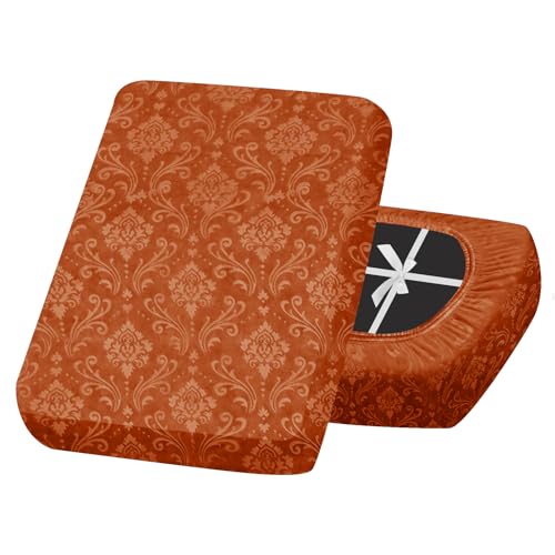 SYLC Sitzkissenbezug Samt Geprägt, rutschfest Polsterbezug Mit 4 Krawatten, Stretch Bezüge Für Wohnwagenpolster Palettenkissen Ecksofa Auflagen (Orange,1pc Large backrest) von SYLC