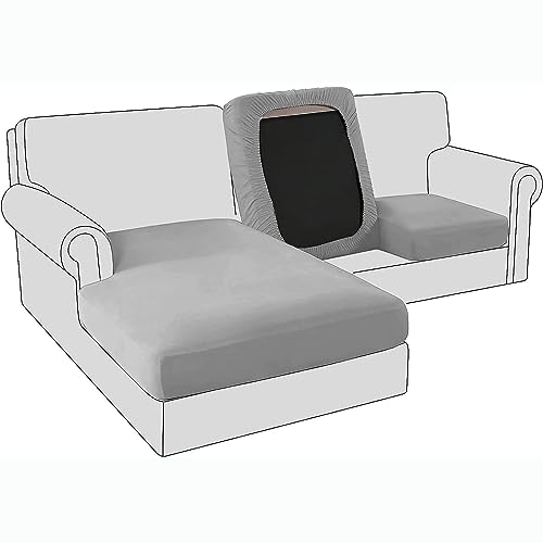 SYLC Sofa Sitzkissenbezüg Set 3 Stück, Sofabezüg Samt 2 Sitzer Eck, Couchbezüge L Form Sofaüberwurf Überzug Bezug Für Sofa Sitzkissen (Silber,2 Square-M mit 1 Rec-XL) von SYLC