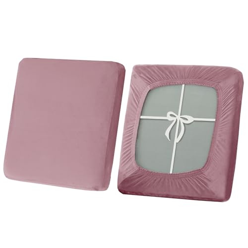 SYLC Sofa Sitzkissenbezug, Stretch Sitzkissenbezug rutschfest Mit Krawatten, Samt Überzüge Für Wohnwagen Polster Sitzbezüge Für Sofa(Rose,Großer 1-Sitzer) von SYLC