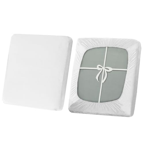 SYLC Sofa Sitzkissenbezug, Stretch Sitzkissenbezug rutschfest Mit Krawatten, Samt Überzüge Für Wohnwagen Polster Sitzbezüge Für Sofa(White,Großer 2-Sitzer) von SYLC
