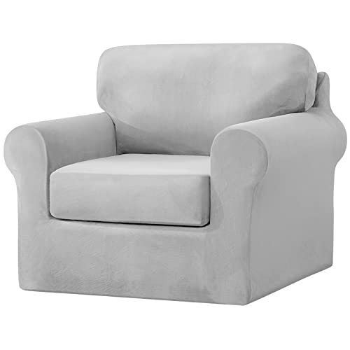 SYLC Sofabezug Mit Separaten Sitzkissen Und Rückenlehnen, Geteilt SofaÜberwürfe Anti-Rutsch, Kombiniert Sofahusse Überzug Bezug Für Couch (Light Grey,1 Sitz 3 PCS) von SYLC