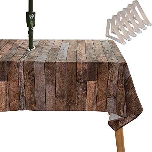 SYLC Tischdecke Mit Loch Für Sonnenschirm/Regenschirm, Outdoor Picknick Tischdecke Wasserdicht, Tischtuch Mit Reißverschluss Tischwäsche (213 × 153 cm,Kaffee) von SYLC