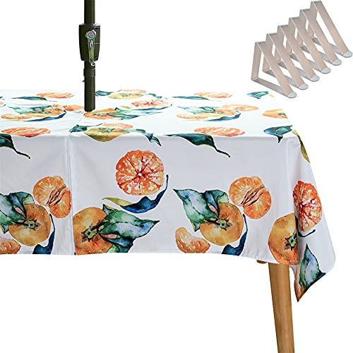 SYLC Tischdecke Mit Loch Für Sonnenschirm/Regenschirm, Outdoor Picknick Tischdecke Wasserdicht, Tischtuch Mit Reißverschluss Tischwäsche (213 × 153 cm,Orange) von SYLC