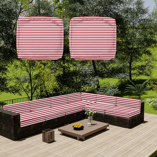 SYLC Wasserdicht Sofa Sitzkissenbezug Mit Reißverschluss, Outdoor Bezüge Für Gartenpolster, Auflagen überwürfe Hussen Für Gartenmöbel/terrasse (2 pcs 60×60×10 cm,Stripe pink) von SYLC