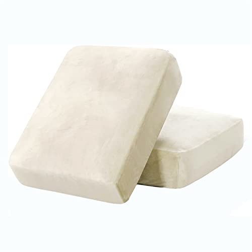 Sofa Sitzkissenbezüge Luxuriöse Samt Sofakissen Überzüge Schonbezüge Stretch rutschfeste Rückenlehne Kissenbezug Couchbezüge Abdeckung (Beige,2 × Medium) von SYLC