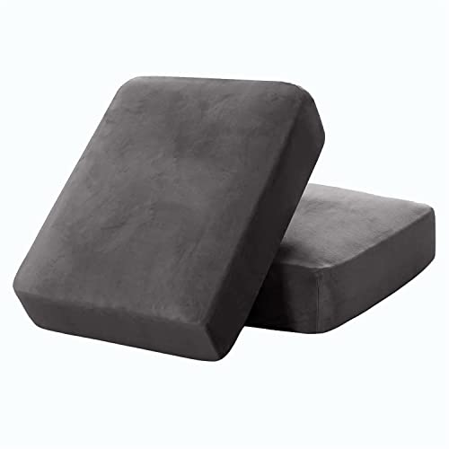 Sofa Sitzkissenbezüge Luxuriöse Samt Sofakissen Überzüge Schonbezüge Stretch rutschfeste Rückenlehne Kissenbezug Couchbezüge Abdeckung (Grau,2 × Medium) von SYLC