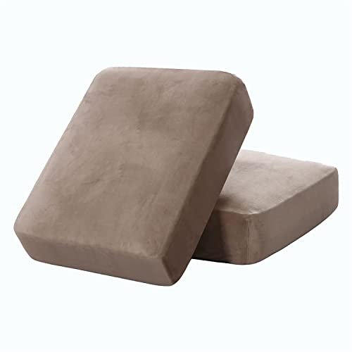 Sofa Sitzkissenbezüge Luxuriöse Samt Sofakissen Überzüge Schonbezüge Stretch rutschfeste Rückenlehne Kissenbezug Couchbezüge Abdeckung (Taupe,2 × Large) von SYLC