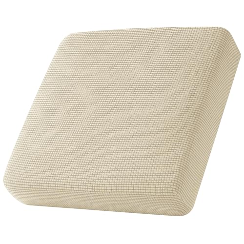 Sofa Sitzkissenbezug, Sofa Sitzkissenbezug Stretch, Elastischer Kissenbezüge, Husse Überzug Bezug Für Sofa Sitzkissen, rutschfest Stoff Tartan (Beige,1-Sitzer) von SYLC