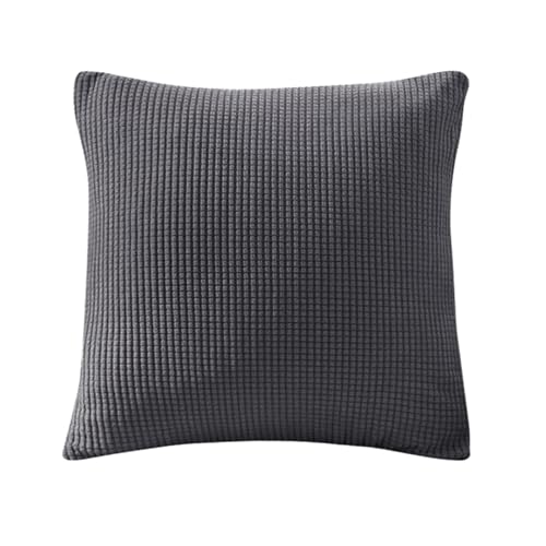 Sofa Sitzkissenbezug, Sofa Sitzkissenbezug Stretch, Elastischer Kissenbezüge, Husse Überzug Bezug Für Sofa Sitzkissen, rutschfest Stoff Tartan (Dunkelgrau,Kissenbezug) von SYLC