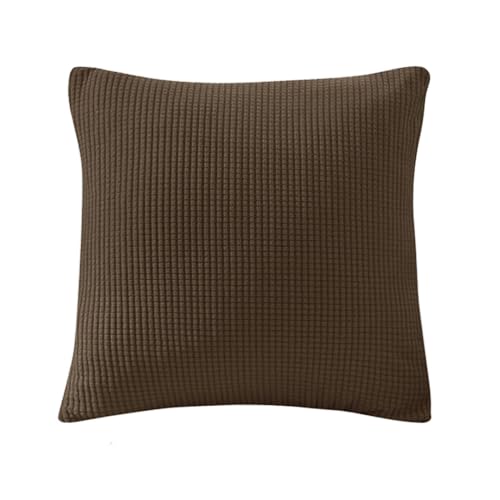 Sofa Sitzkissenbezug, Sofa Sitzkissenbezug Stretch, Elastischer Kissenbezüge, Husse Überzug Bezug Für Sofa Sitzkissen, rutschfest Stoff Tartan (Kaffee,Kissenbezug) von SYLC