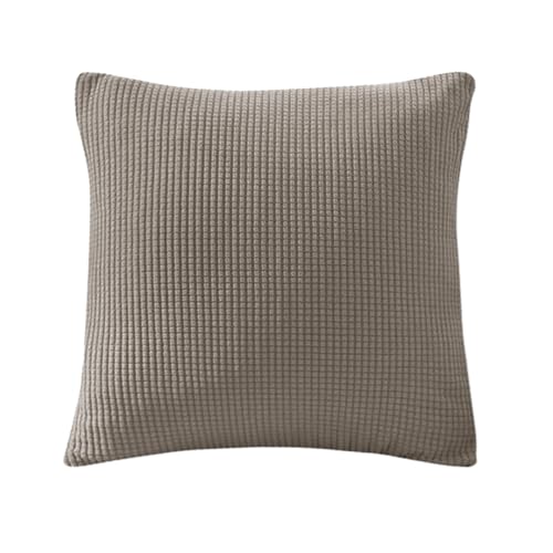 Sofa Sitzkissenbezug, Sofa Sitzkissenbezug Stretch, Elastischer Kissenbezüge, Husse Überzug Bezug Für Sofa Sitzkissen, rutschfest Stoff Tartan (Khaki,Kissenbezug) von SYLC