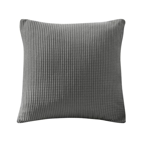 Sofa Sitzkissenbezug, Sofa Sitzkissenbezug Stretch, Elastischer Kissenbezüge, Husse Überzug Bezug Für Sofa Sitzkissen, rutschfest Stoff Tartan (Mittelgrau,Kissenbezug) von SYLC