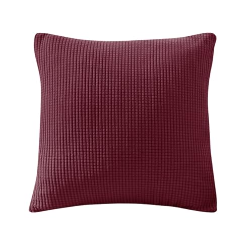 Sofa Sitzkissenbezug, Sofa Sitzkissenbezug Stretch, Elastischer Kissenbezüge, Husse Überzug Bezug Für Sofa Sitzkissen, rutschfest Stoff Tartan (Rot,Kissenbezug) von SYLC