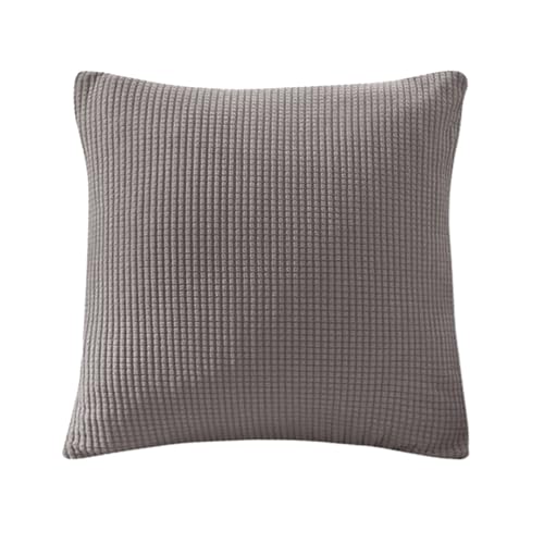 Sofa Sitzkissenbezug, Sofa Sitzkissenbezug Stretch, Elastischer Kissenbezüge, Husse Überzug Bezug Für Sofa Sitzkissen, rutschfest Stoff Tartan (Taupe,Kissenbezug) von SYLC