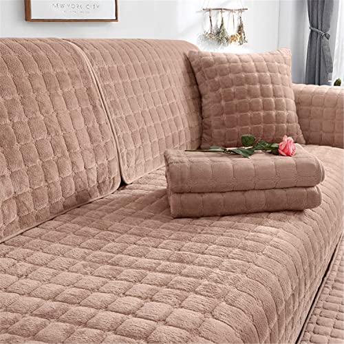 Sofa überzug Dicker Plüsch Schonbezug Sofabezug Gesteppte Sofa Sitzkissen Couchbezüge rutschfeste Sofaschoner Vor Haustieren Winter (Kamel,110 × 160 cm) von SYLC