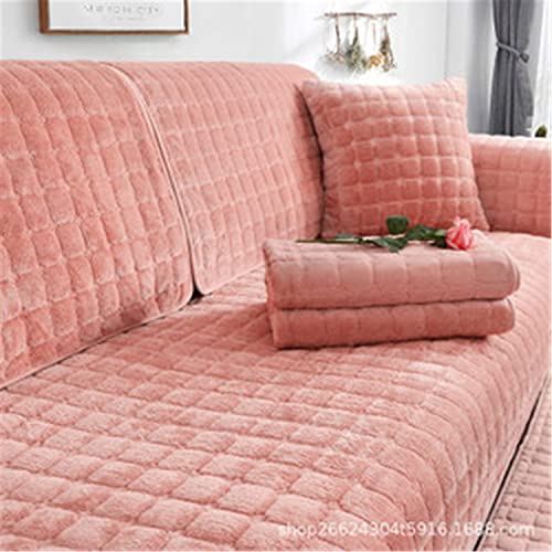 Sofa überzug Dicker Plüsch Schonbezug Sofabezug Gesteppte Sofa Sitzkissen Couchbezüge rutschfeste Sofaschoner Vor Haustieren Winter (Rosa,110 × 240 cm) von SYLC