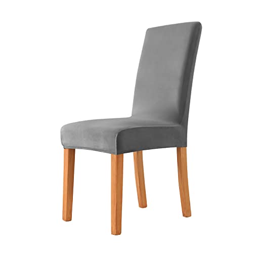Stuhlhussen Samt Plüsch Für Esszimmerstühle, Stuhlbezug Stretch Hoher Rücken Schonbezüge Für Stuhl, Stuhlschutzbezüge Set Für Hochzeit, Esszimmer (Grey,2 PCS) von SYLC