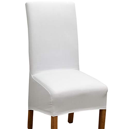 Stuhlhussen Wasserdicht, Stretch Stuhl Abdeckungen for Esszimmerstühle Stuhl, Barhocker-Schonbezüge Mit Drehstuhl Rückenlehnenbezug (Weiß,4×XL) von SYLC