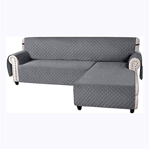 Wasserdichter Sofabezug, großer Sofa-Schonbezug, gesteppt, dick, für Kissen, Sofa, Schonbezug, Schutz vor Haustieren und Hunden (grau, L) von SYLC