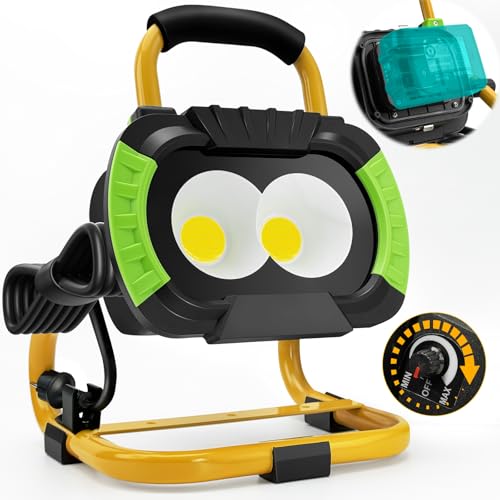 SYLSTAR LED Baustrahler Akku 50W, 5000LM Superhell Kabellose Arbeitsleuchte Kompatibel mit Makita 18V Batterie, Dimmbar, IP65 Tragbar, mit Ständer, Ideal für Baustelle und Außeneinsatz SYLSTAR LED Baustrahler Akku 50W, 5000LM Superhell Kabellose Arbeitsleuchte Kompatibel mit Makita 18V Batterie, Dimmbar, IP65 Tragbar, mit Ständer, Ideal für Baustelle und Außeneinsatz von SYLSTAR