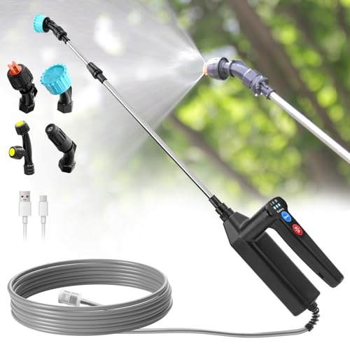 SYLSTAR Akku Drucksprüher mit 3 Sprühgeschwindigkeiten,7.4V Stärkerer Elektrischer Pflanzensprüher, 4 Verstellbaren Düsen Elektrischer Drucksprüher,8m Schlauch und 60cm Ausziehbarem Sprührohr SYLSTAR Akku Drucksprüher mit 3 Sprühgeschwindigkeiten,7.4V Stärkerer Elektrischer Pflanzensprüher, 4 Verstellbaren Düsen Elektrischer Drucksprüher,8m Schlauch und 60cm Ausziehbarem Sprührohr von SYLSTAR