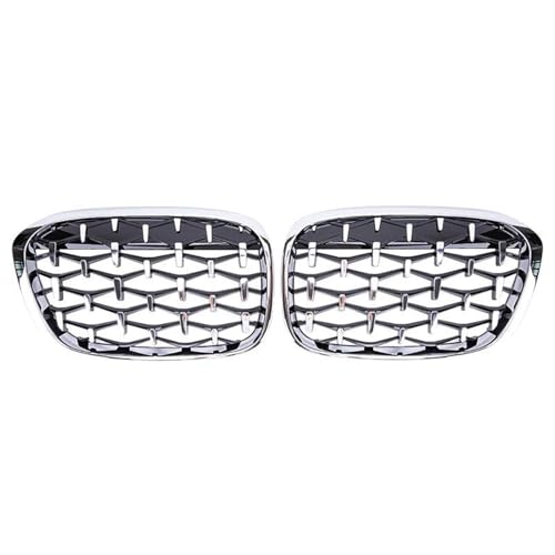 Frontstoßstangengitter Für X1 F48 F49 Auto Diamant Front Niere Grill Racing Grill 2016-2019 Grills Zubehör Grills Auto Styling Gitter Kühlergrill Sportgrill(All Silver) von SYLTER