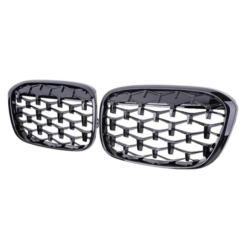 Frontstoßstangengitter Für X1 F48 F49 Auto Diamant Front Niere Grill Racing Grill 2016-2019 Grills Zubehör Grills Auto Styling Gitter Kühlergrill Sportgrill(Schwarz glänzend) von SYLTER