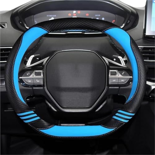 SYLTER Lenkradbezug Für Peugeot 2008 2019 2020 2021 2022 E2008 2020 Autolenkradabdeckung PU-Leder Mädchen Autoinnenausstattung Lenkradhülle(Blau) von SYLTER