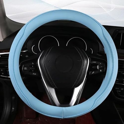 SYLTER Lenkradbezug Lenkradbezug Aus Perforiertem PU-Leder Strapazierfähiger Lederbezug Mit Anti-Rutsch-Futter Passend Lenkraddurchmesser Von 14.5 Bis 15 Zoll Lenkradhülle(Blau) von SYLTER