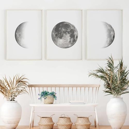 SYLUOQP 3PCS Schwarz und Weiß Mond Malerei Poster Korridor Wohnzimmer Schlafzimmer Hotel Dekoration Malerei Rahmenlose,30x40cm SYLUOQP 3PCS Schwarz und Weiß Mond Malerei Poster Korridor Wohnzimmer Schlafzimmer Hotel Dekoration Malerei Rahmenlose,30x40cm von SYLUOQP
