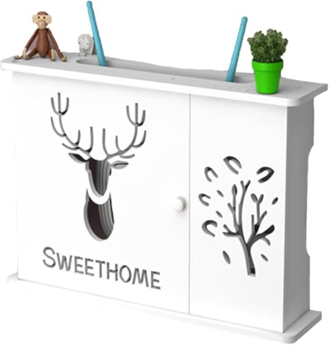 SYLUOQP Router Aufbewahrungsbox, Wand WLAN-Router Aufbewahrungsbox, TV Kabel Verstecken Box, Wand WiFi Montierte Rack,A,39 * 27cm von SYLUOQP