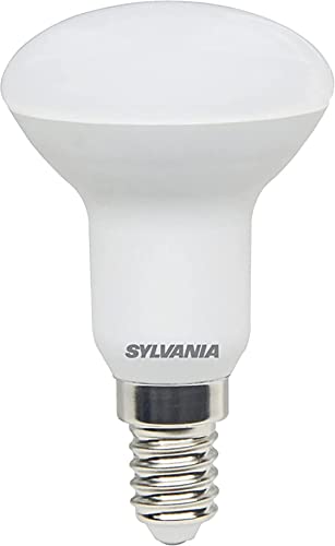 SYLVANIA LED-Lampe, E14 Sockel, 470 Lumen, Warm White (3000 Kelvin), 4.9 Watt Leistung entspricht 40 Watt, 15000h Lebensdauer, 50mm Durchmesser, 83mm Länge, Weißer Reflektor Kolben, 1er Pack von SYLVANIA