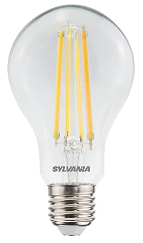 SYLVANIA LED-Lampe, E27 Sockel, 1521 Lumen, Homelight (2700 Kelvin), 11 Watt Leistung, 15000h Lebensdauer, 60mm Durchmesser, 108mm Länge, Klarer Birnen Kolben, 1er Pack von SYLVANIA