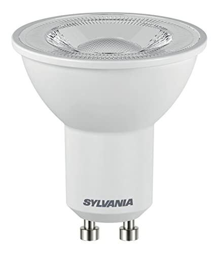 SYLVANIA LED-Lampe, GU10 Sockel, 345 Lumen, Homelight (2700 Kelvin), 4.2 Watt Leistung, 12000h Lebensdauer, 50mm Durchmesser, 56mm Länge, Klarer Reflektor Kolben, 1er Pack von SYLVANIA