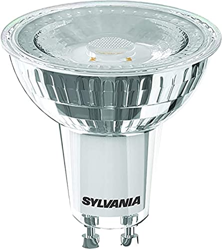 SYLVANIA LED-Lampe, GU10 Sockel, 450 Lumen, Homelight (2700 Kelvin), 5 Watt Leistung, 12000h Lebensdauer, 50mm Durchmesser, 56mm Länge, Klarer Reflektor Kolben, 1er Pack von SYLVANIA