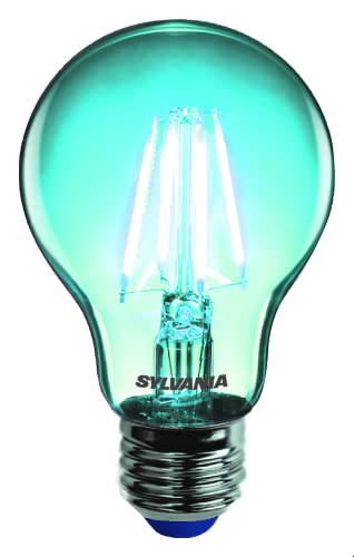 SYLVANIA Retro LED Lampe Helios Chroma A60, LED Lichterketten, E27 Sockel, 4 Watt / 80 Lumen, 15.000h Lebensdauer, Klarer Kolben, Birnen Form, 106mm Höhe, 60mm Durchmesser, 1 Stück, Lichtfarbe Blau von SYLVANIA