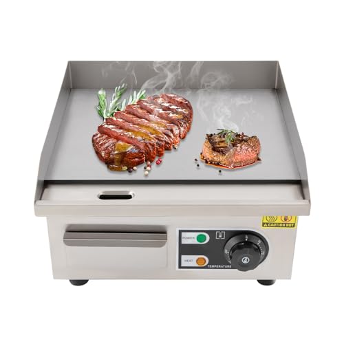 Elektrische Grillplatte 2000 W Kommerzieller Grill Einstellbare Temperatur von 50-300 °C Elektro-Flachgrill mit 2 Schaufeln und 2 Bürsten Grillplatte für Restaurants Imbissbuden von SYNCMH
