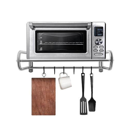 Küchenregal, Kitchen Organizer, Mikrowellenregal, Küchen Mikrowelle Ständer Regal, Mikrowellenhalter aus Edelstahl, Küchenaufbewahrung mit 6 Haken, Silber Küchenregal, Kitchen Organizer, Mikrowellenregal, Küchen Mikrowelle Ständer Regal, Mikrowellenhalter aus Edelstahl, Küchenaufbewahrung mit 6 Haken, Silber von SYNCMH
