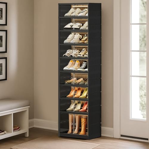 SYNCVIBE Faltbares Schuhregal, Organizer für Schrank, Eingang, 9 Ebenen, 18 Paar, zusammenklappbarer Schuhschrank mit Türen, stapelbarer Schuhschrank mit Deckeln für Wohnzimmer SYNCVIBE Faltbares Schuhregal, Organizer für Schrank, Eingang, 9 Ebenen, 18 Paar, zusammenklappbarer Schuhschrank mit Türen, stapelbarer Schuhschrank mit Deckeln für Wohnzimmer von SYNCVIBE