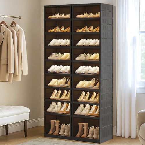 SYNCVIBE Großes Schuhregal, Organizer, 9 Ebenen, 36 Paar, faltbarer Schuhschrank mit Türen, zusammenklappbarer Schuhschrank aus Kunststoff, einfache Montage, Schuhregale, Organizer für Eingangsbereich SYNCVIBE Großes Schuhregal, Organizer, 9 Ebenen, 36 Paar, faltbarer Schuhschrank mit Türen, zusammenklappbarer Schuhschrank aus Kunststoff, einfache Montage, Schuhregale, Organizer für Eingangsbereich von SYNCVIBE