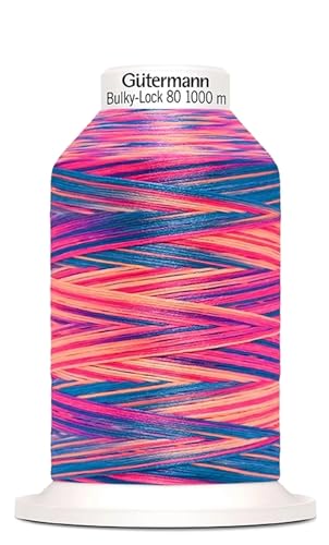 Das hüpfende Komma Gütermann Bulky-Lock Multicolour Bauschgarn No.80 neonpink-Royalblau 9814 1000m von SYNYEY