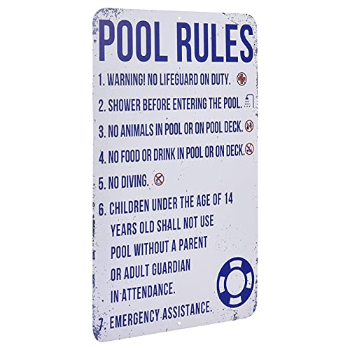 SYNYEY Pool-Regeln-Schild-Dekor | Warnzeichen,Wanddeko Personalisierte Schwimmbadregeln mit eigener Gefahr Schwimmen Warnschild Wasserpark Sicherheitsschild von SYNYEY