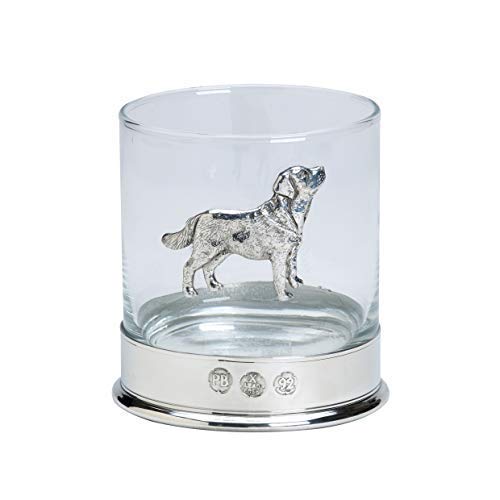 Whiskyglas mit Labradorhund Emblem aus bleifreiem Zinn, 340 ml, in Geschenkbox mit 1 oder 2 Gläsern Whiskyglas mit Labradorhund Emblem aus bleifreiem Zinn, 340 ml, in Geschenkbox mit 1 oder 2 Gläsern von SYNYEY