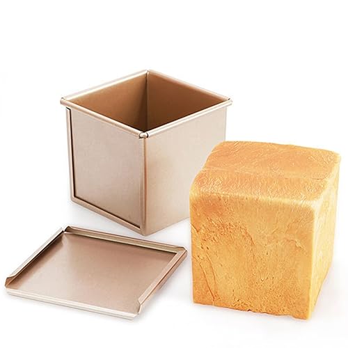 Yannjie Brotbackform mit Deckel, Mini-Kastenform Karbonstahl TeigkapazitäT Toastbrot Backform, Antihaftbeschichtet, Rechteckige, Flache Toastbox zum Backen im Ofen Oven Baking von SYNYEY